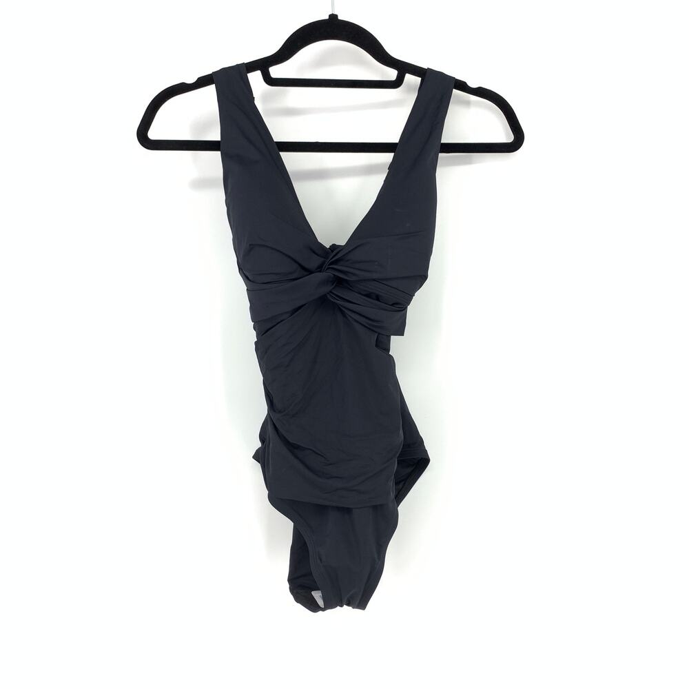 La Blanca Women's Size 6 One Piece Swimwear Stretch Twist Front Black